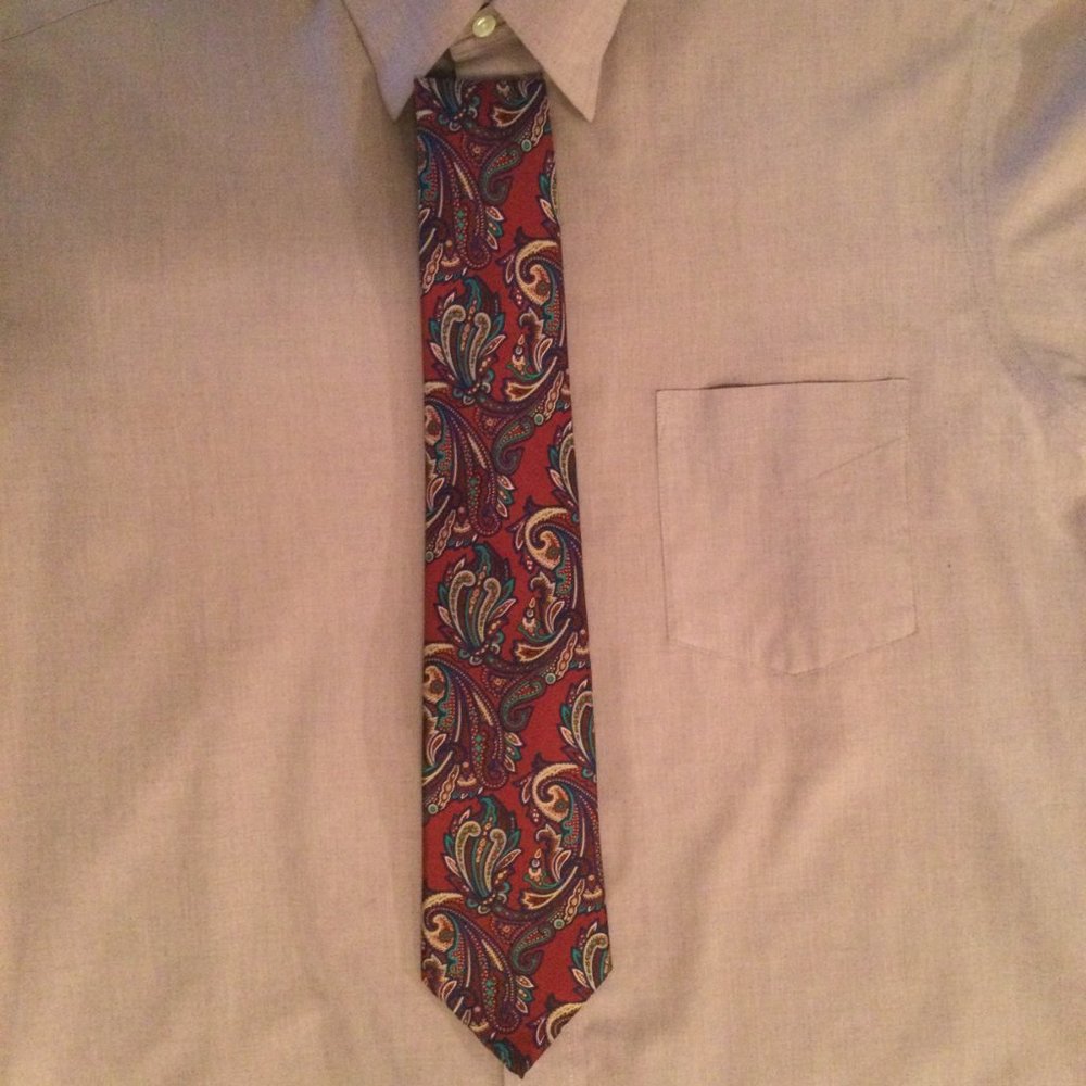 John Ashford Vintage 100% Silk Handmade Paisley Necktie